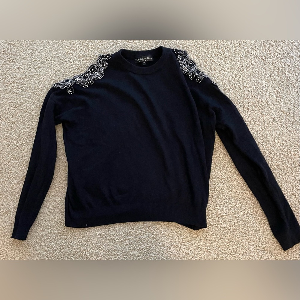 Top shop cold shoulder sweater with sequins